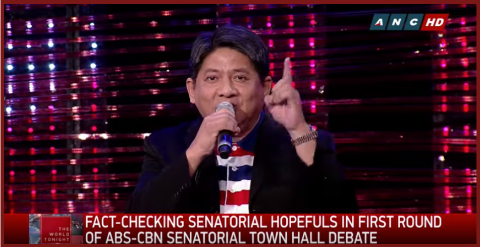 Screenshot from video of ABS-CBN's Feb. 17 Senatorial Town Hall Debate