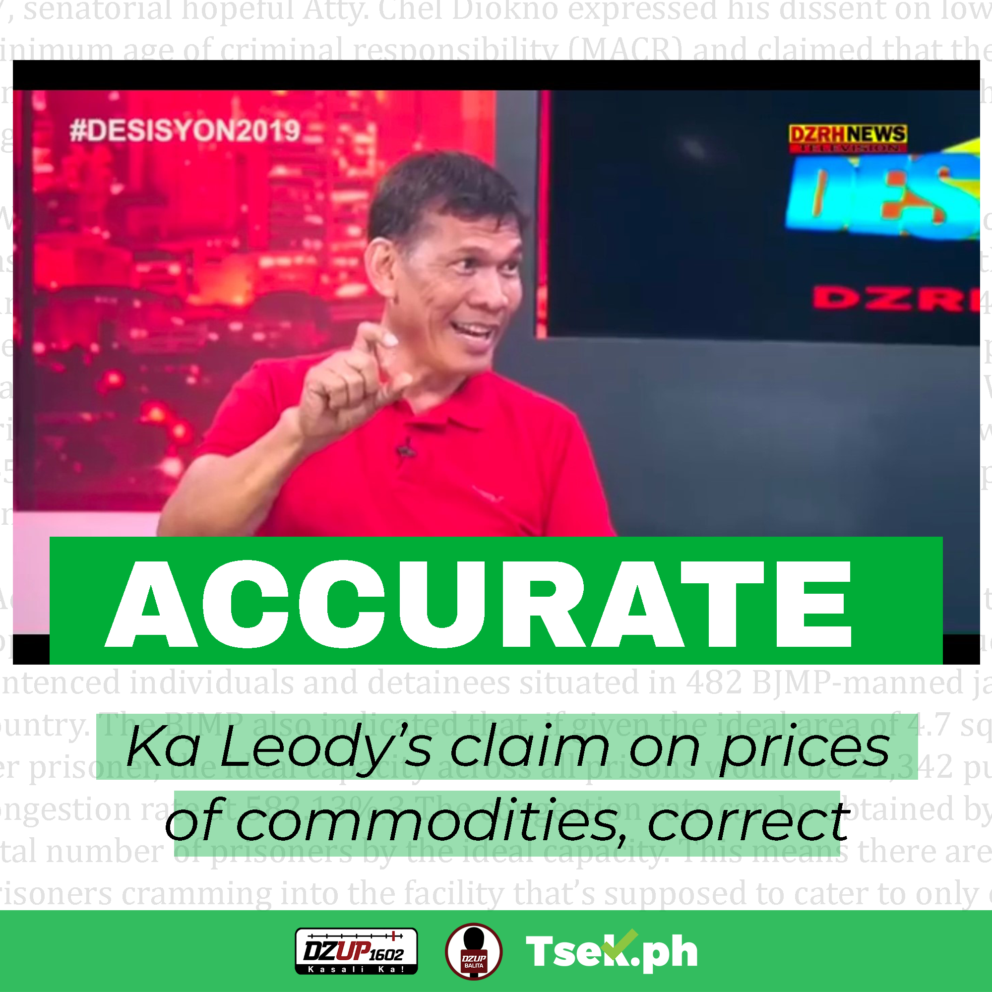 Ka Leody's claim on prices of commodities, accurate